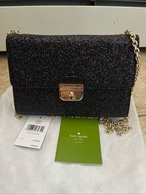 Kate Spade Sunset Lane Eden Glitter Crossbody Bag ✨ Black EUC